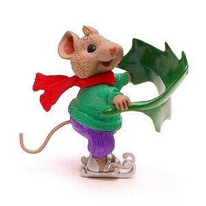 Hallmark Breezin Along Mouse Ice Skate Christmas Ornament 1997 2" Tall Adorable